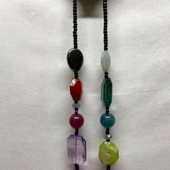 MKM Designs Fashion Necklace Faceted Plastic Beaded Multicolor 34" Boho NWT - Picture 12 of 15